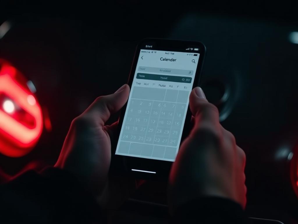 Phone showing online booking calendar